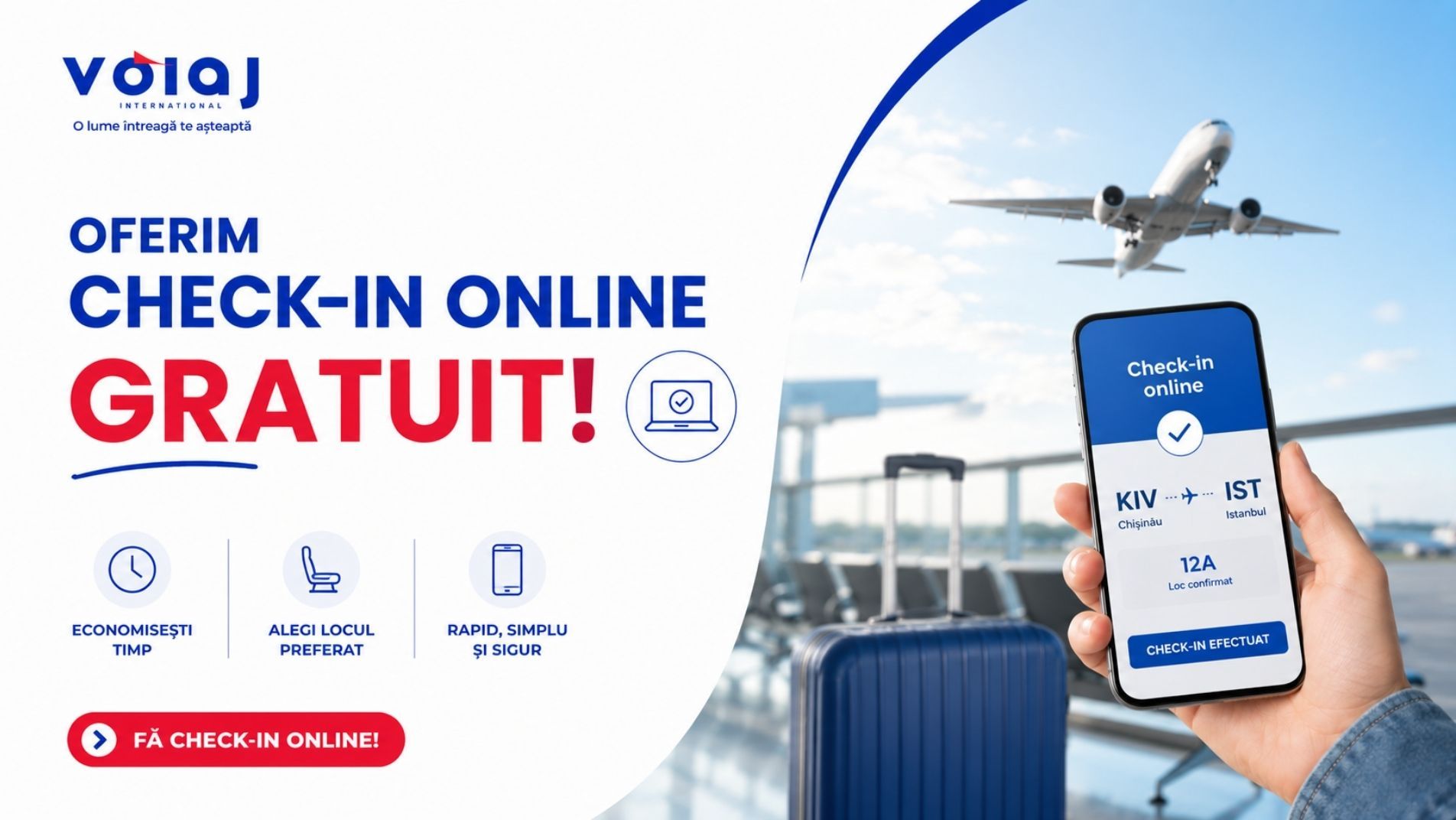 Check-in online GRATUIT cu Voiaj International – Călătorește fără griji!