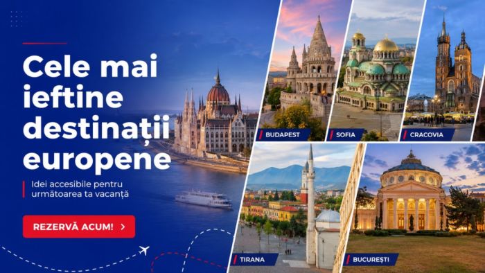 Stradă turistică dintr-un oraș european accesibil, ideal pentru vacanțe cu buget redus