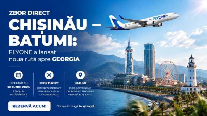 Primul zbor direct FLYONE pe ruta Chișinău – Batumi