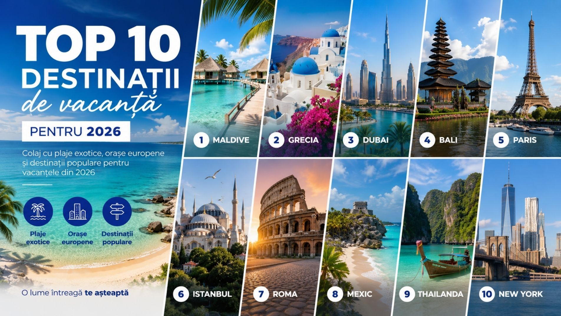Top destinații de vacanță recomandate pentru 2026