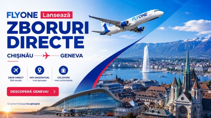 Primul zbor direct FLYONE pe ruta Chișinău – Geneva