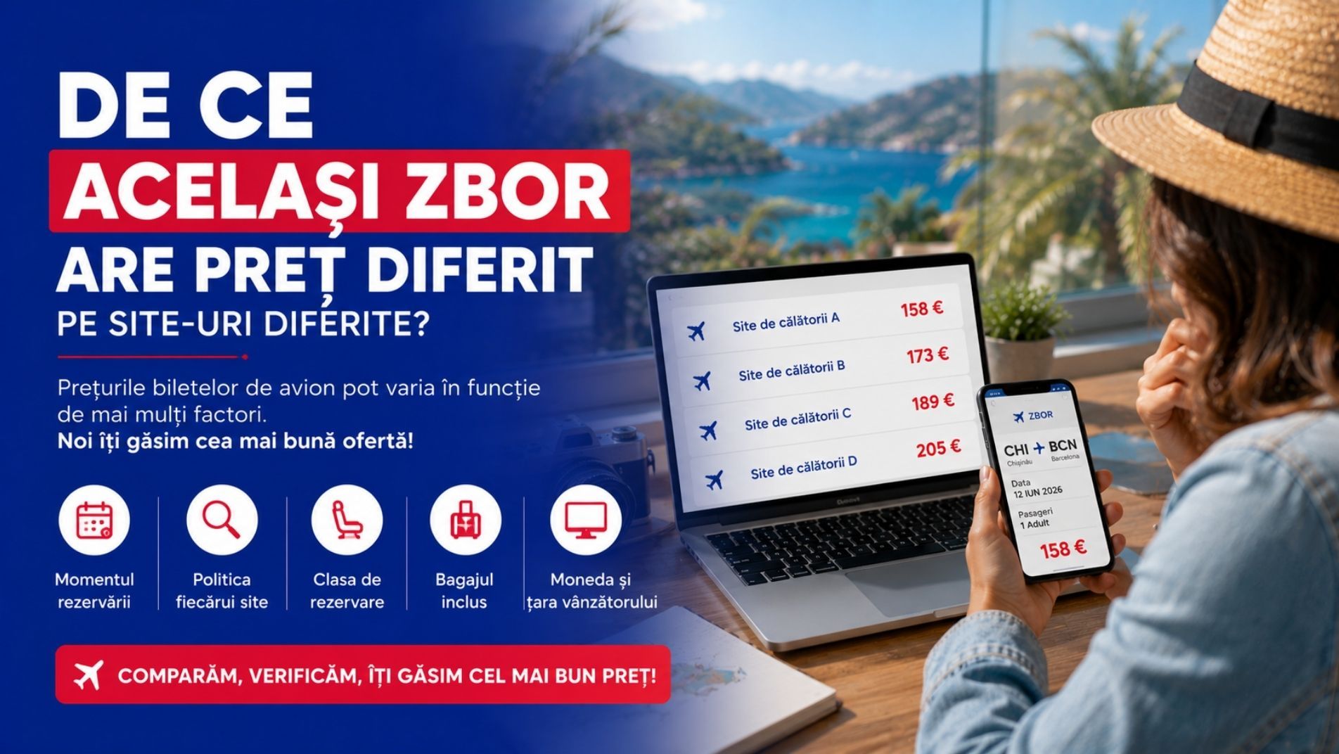 Compararea prețurilor pentru același zbor